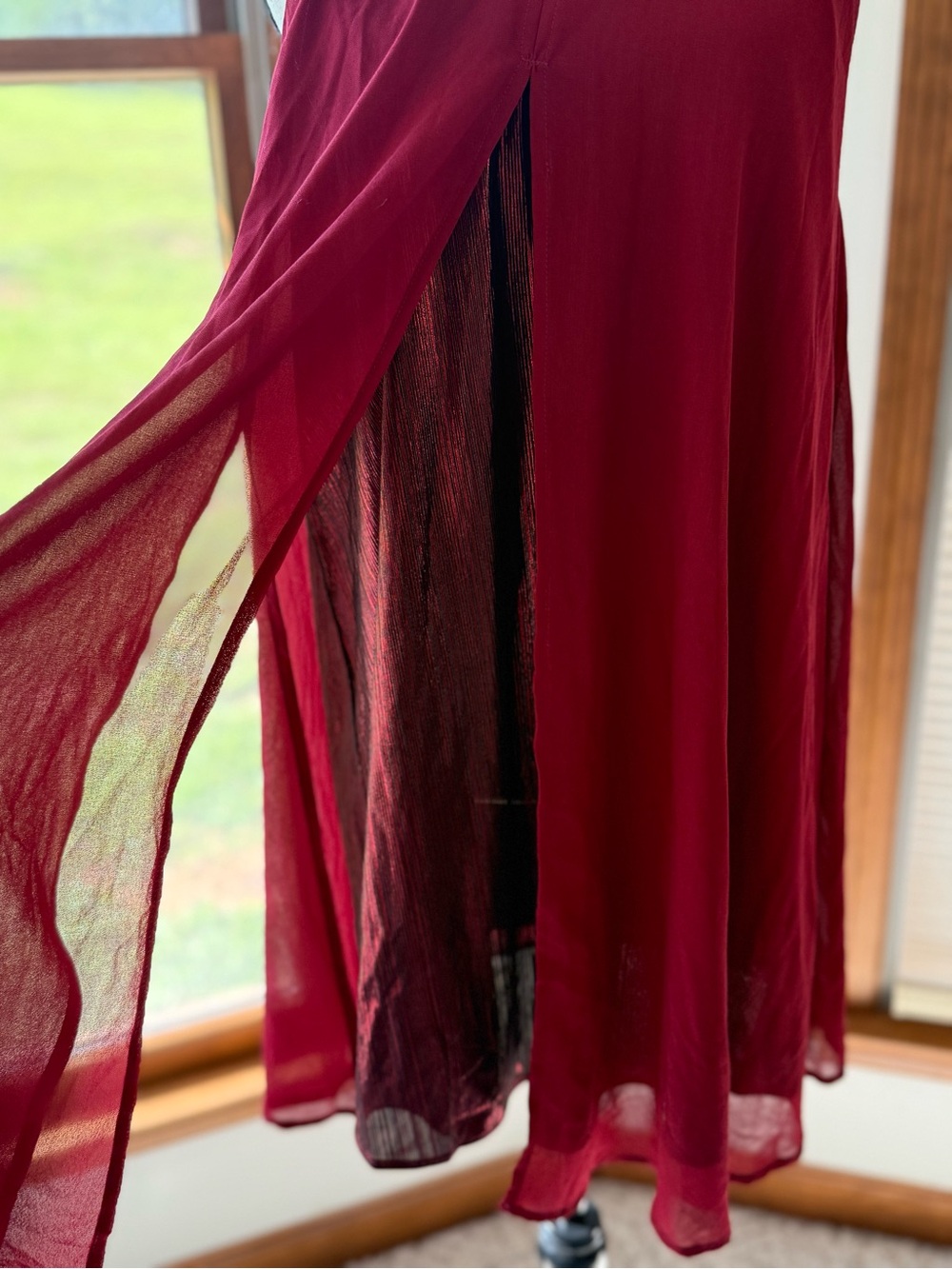Sleeveless Sparkling Halter Swing Dress - Wine View 2